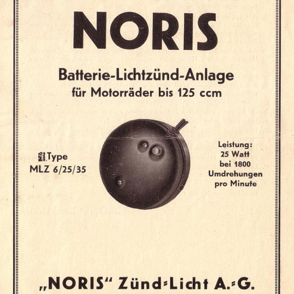 NORIS MLZ 6/25/35 Batterie-Lichtzünd-Anlage für Motorräder